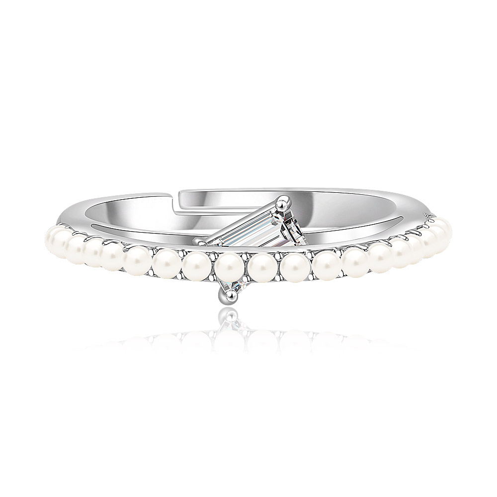 High Up Line Pearl CZ Ring